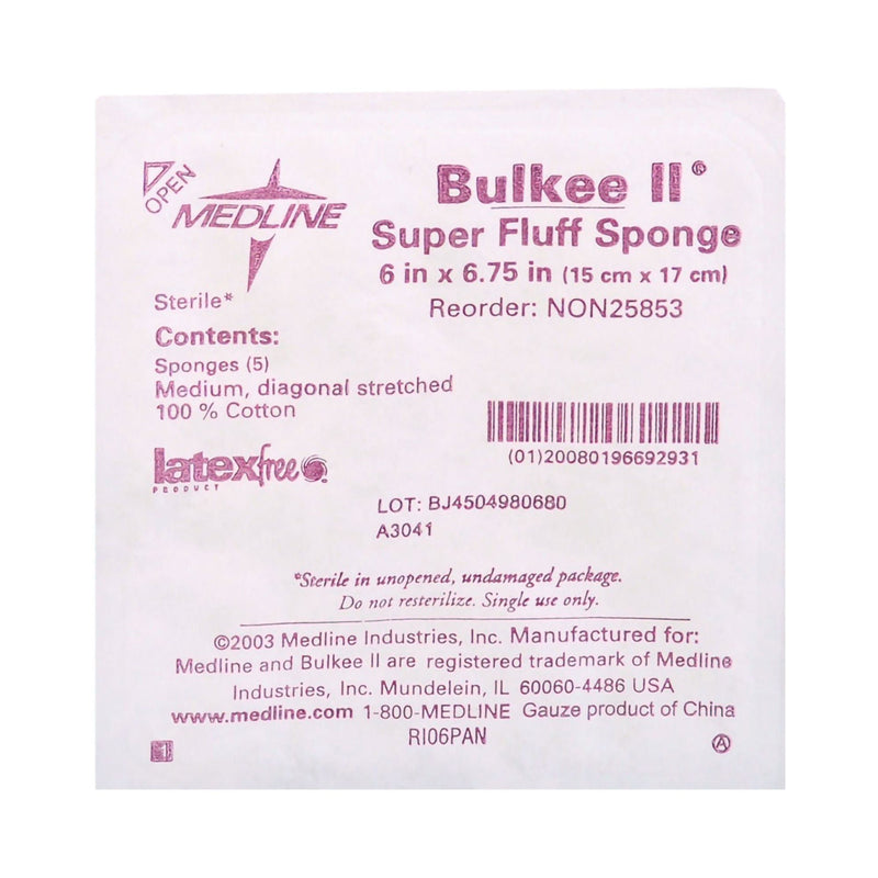 Bulkee Sterile Fluff Dressing, 6 x 6-3/4 Inch, 6-Ply (Case of 600)