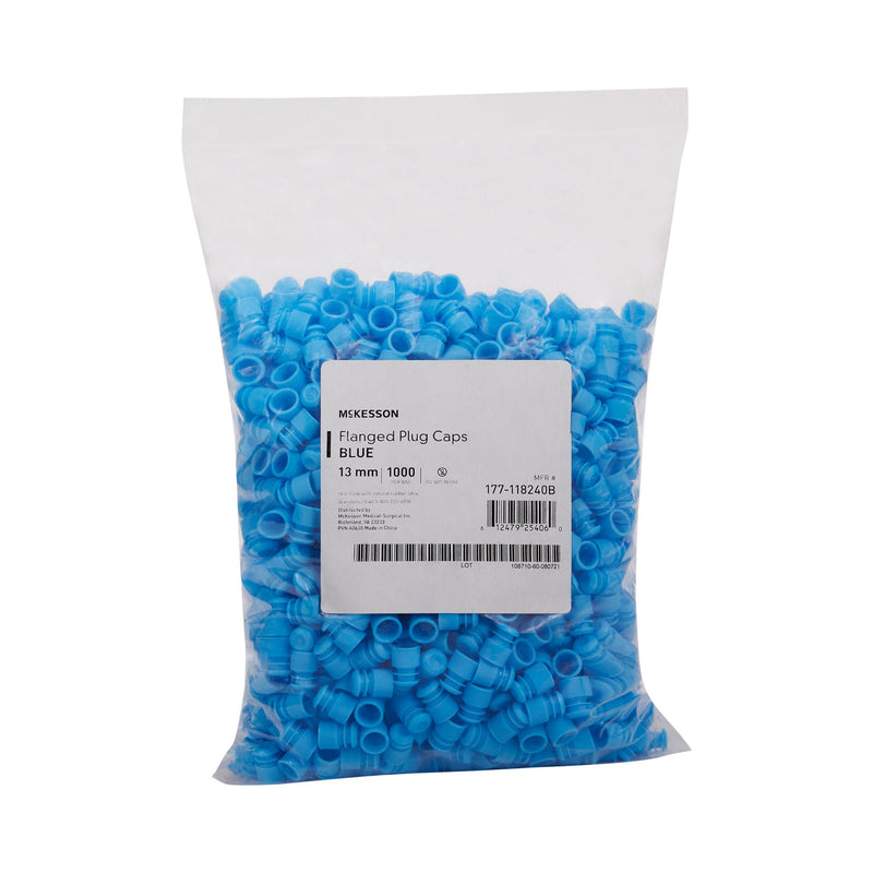 McKesson Flanged Plug Cap, Blue, Polyethylene, for Use with 13 mm Tubes (Case of 20000)