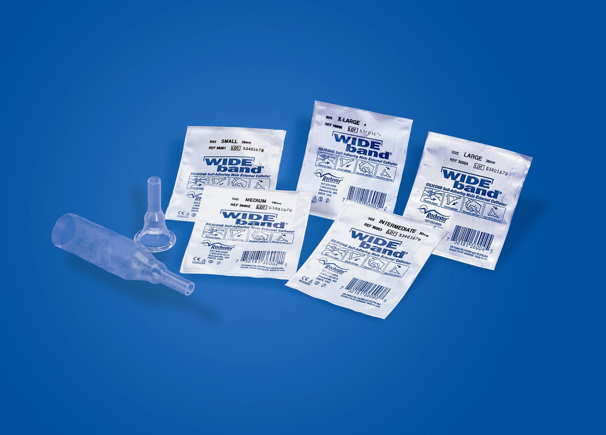 Male External Catheter Wide Band Self-Adhesive Band Silicone Large (Box of 30)