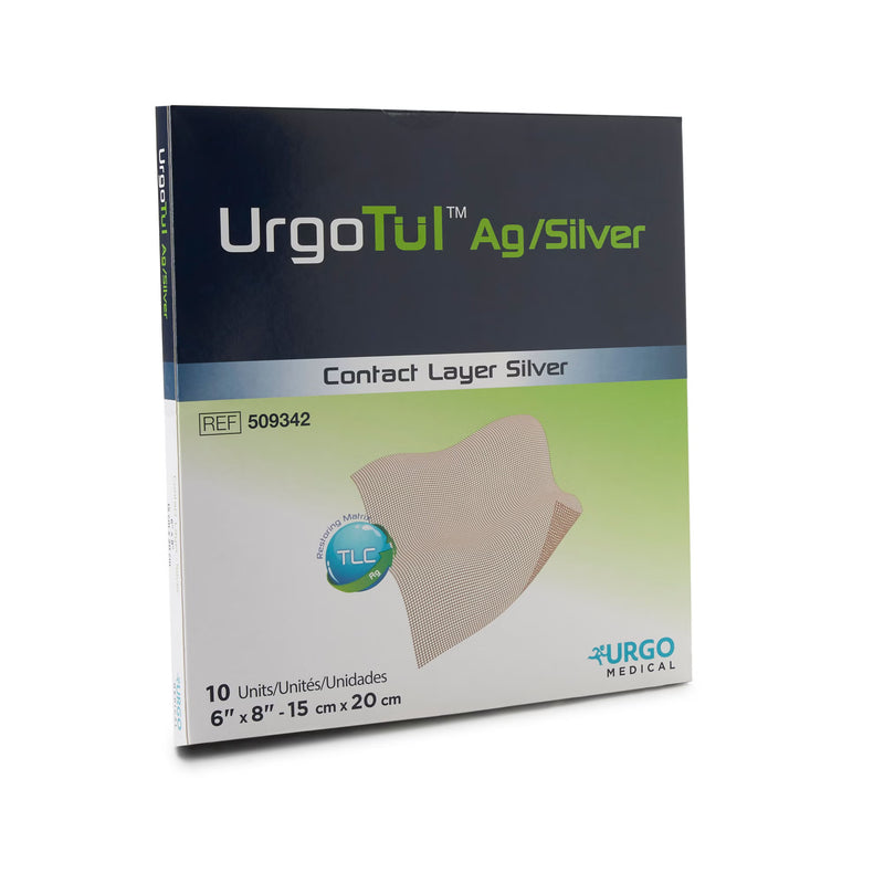 Silver Wound Contact Layer Dressing UrgoTulAG/Silver 6 X 8 Inch Rectangle Sterile (Box of 10)