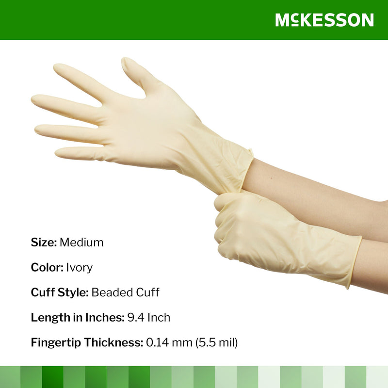 McKesson Confiderm Latex Exam Glove, Medium, Ivory (100/BX)