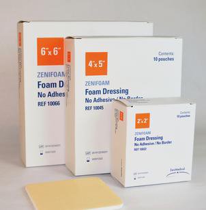 Focus Health Group Foam Dressing Zenifoam 8 X 8 Inch Without Border Waterproof Backing Nonadhesive Square Sterile (10/BX) 