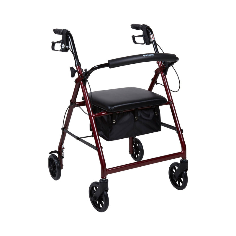 McKesson Folding Aluminum Four-Wheel Rollator, Red (Each)