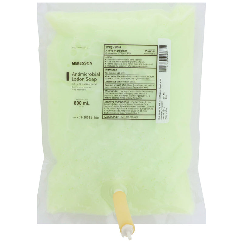 McKesson Antimicrobial Lotion Soap, Herbal Scent, 800 mL, Dispenser Refill Bag (Case of 12)