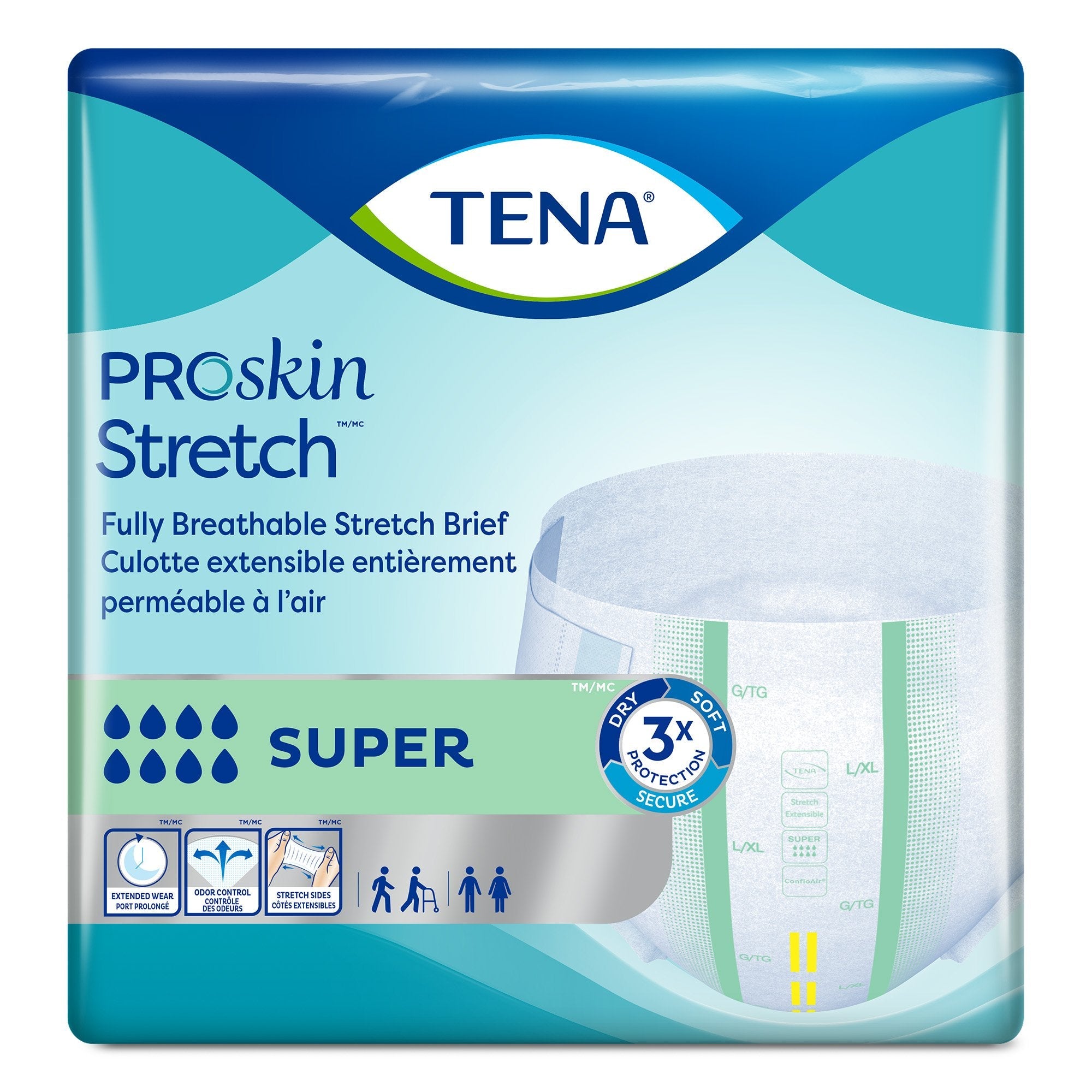 Essity HMS North America Inc Tena ProSkin Stretch Super Incontinence Brief, Large / Extra Large (2/CS) 