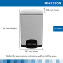 McKesson White Square Step-On Trash Can, 5 gallon (Case)