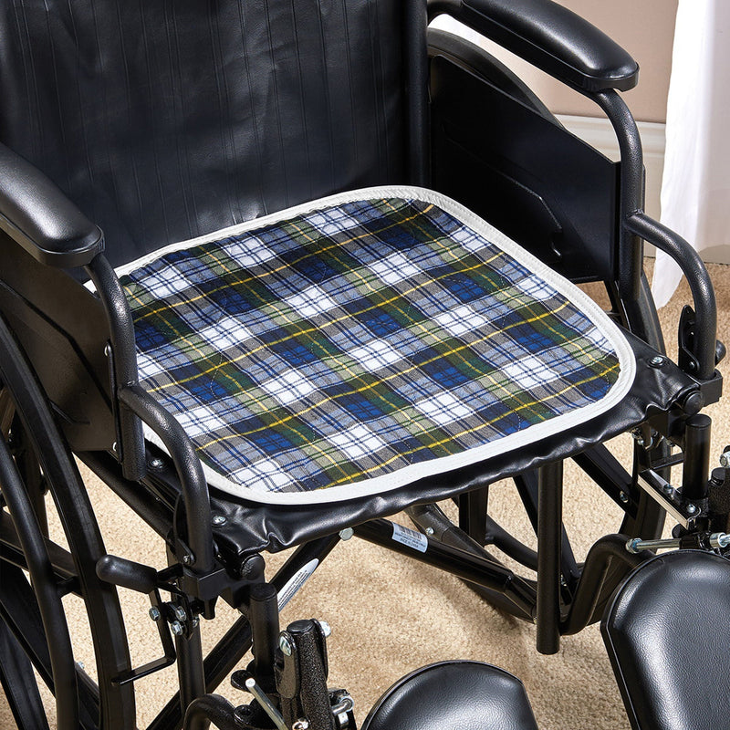 CareFor Deluxe Green Plaid Reusable Chair Pad, 18 x 18 Inch 