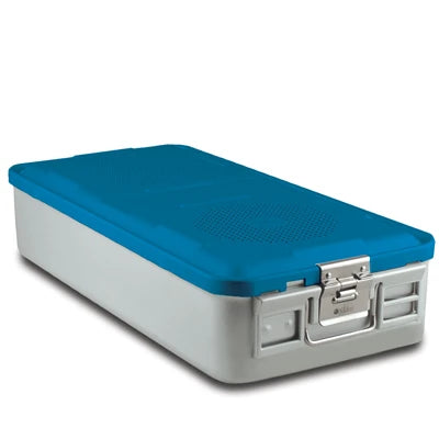 SklarLite Sterilization Container - Full-Size, Standard Lid, Perforated Bottom, 23" x 11" x 5", Blue - 10-4066 