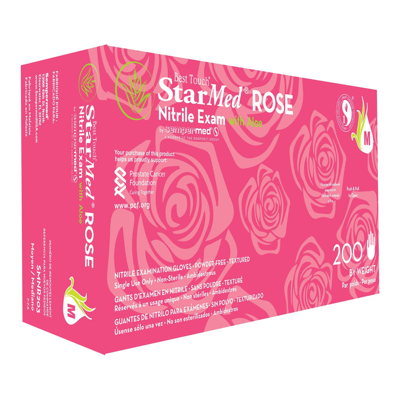 Harps USA Inc StarMed Rose Nitrile Exam Glove, Medium, Pink (2000/CS) 