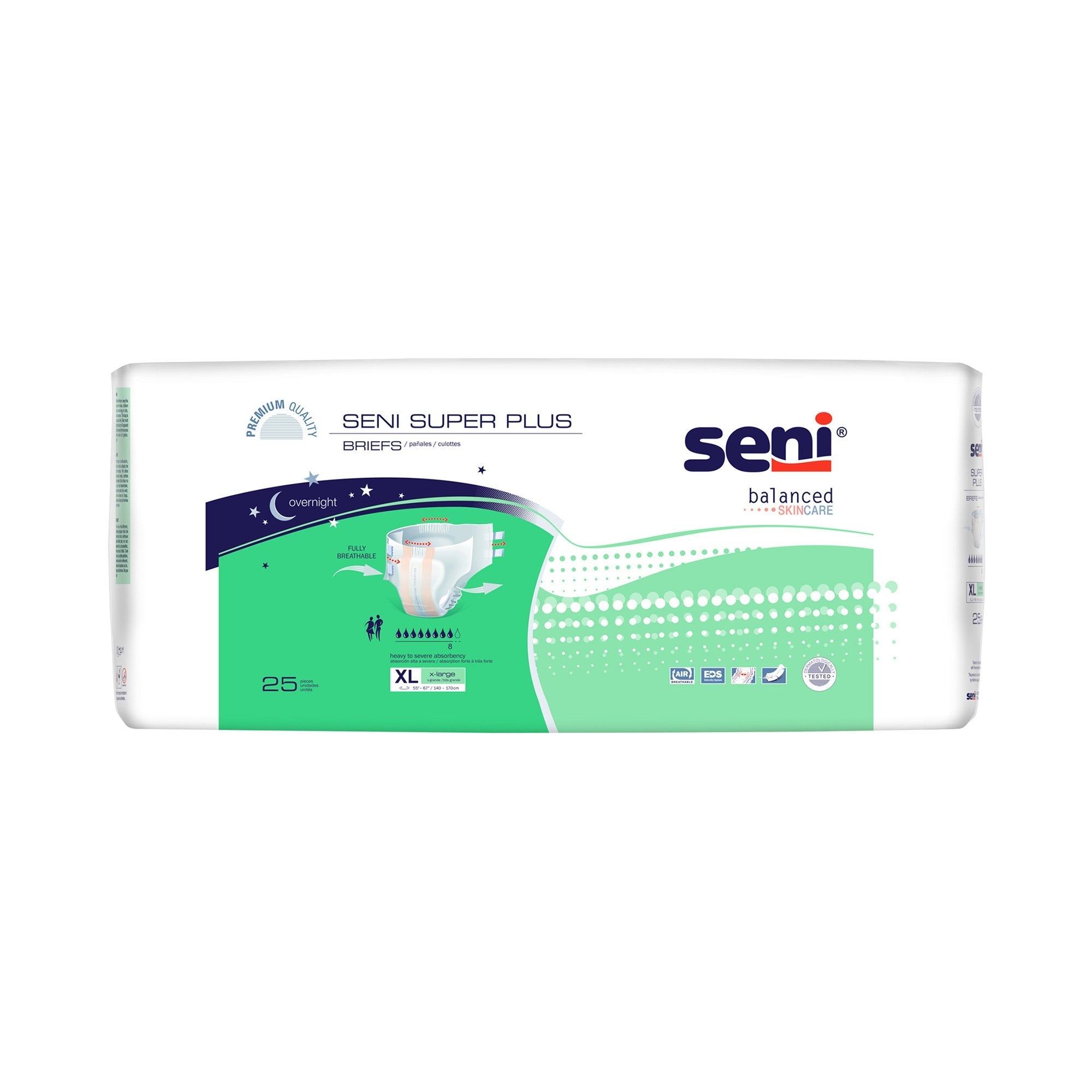 TZMO USA Inc Seni Super Plus Overnight Heavy Absorbency Incontinence Brief, Extra Large (75/CS) 