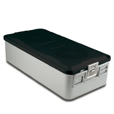 SklarLite Sterilization Container - Full-Size, Standard Lid, Non-Perforated Bottom, 23" x 11" x 6", Black - 10-4106 