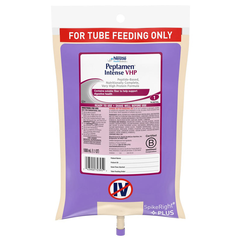 Peptamen Intense VHP Tube Feeding Peptide-Based Formula, 33.8 oz. UltraPak Bag (Case of 6)