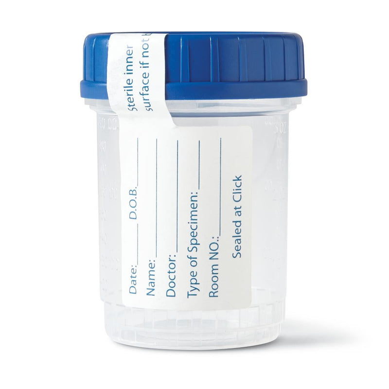 Specimen Container for Pneumatic Tube Systems Click-N-Close 90 mL (3 oz.) Screw Cap Patient Information Sterile Fluid Path (Case of 400)