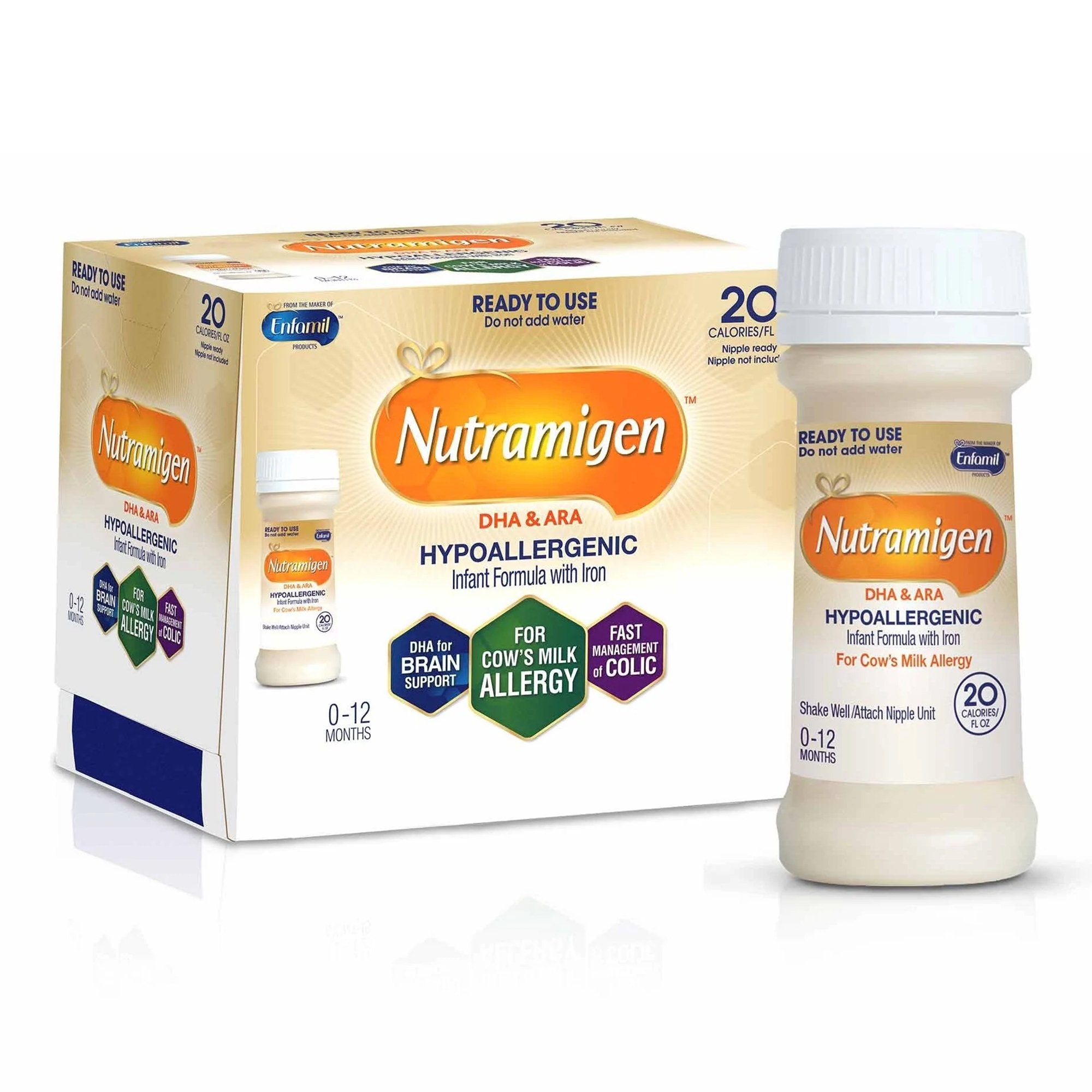 Infant Formula Nutramigen Unflavored 2 oz. Bottle Liquid Iron Cow's Milk Allergy 