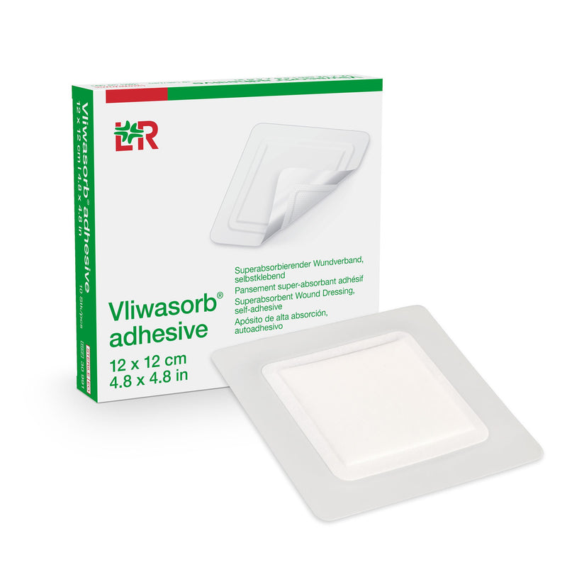 Super Absorbent Dressing Vliwasorb Adhesive Square 5 X 5 Inch With Border Sterile (Case of 260)