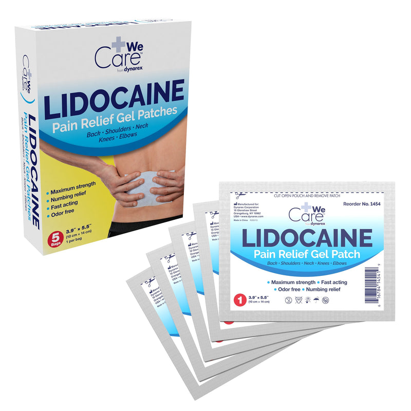 Dynarex Lidocaine Pain Relief Gel-Patch 10cmx14cm - 4% - 10cm x 14cm - 1pc/bag - 5bg/box - 12bx/cs