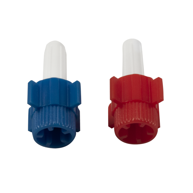 Dynarex Dead End Caps Luer Lock - Red/Blue - 10/100/cs