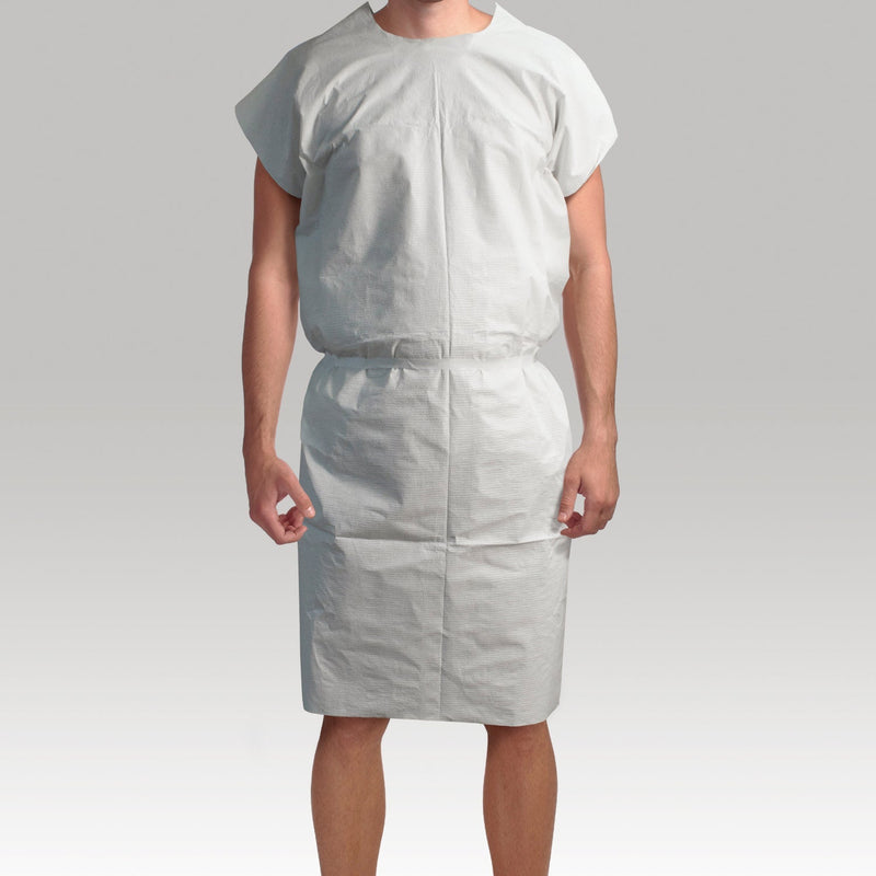 Dynarex Exam Gown  Exam Gown 3 ply T/P/T Universal (White) - 50/cs