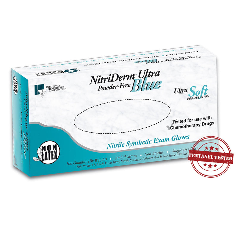 NitriDerm Ultra Blue Exam Glove, Small, Light Blue (100/BX)