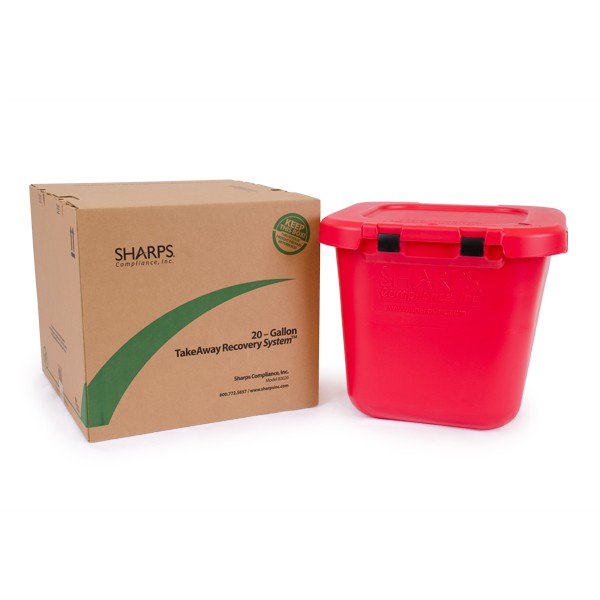 Sharps Compliance TakeAway Recovery System Sharps Container, 21-1/2 x 21-1/4 x 18-1/2 Inch 