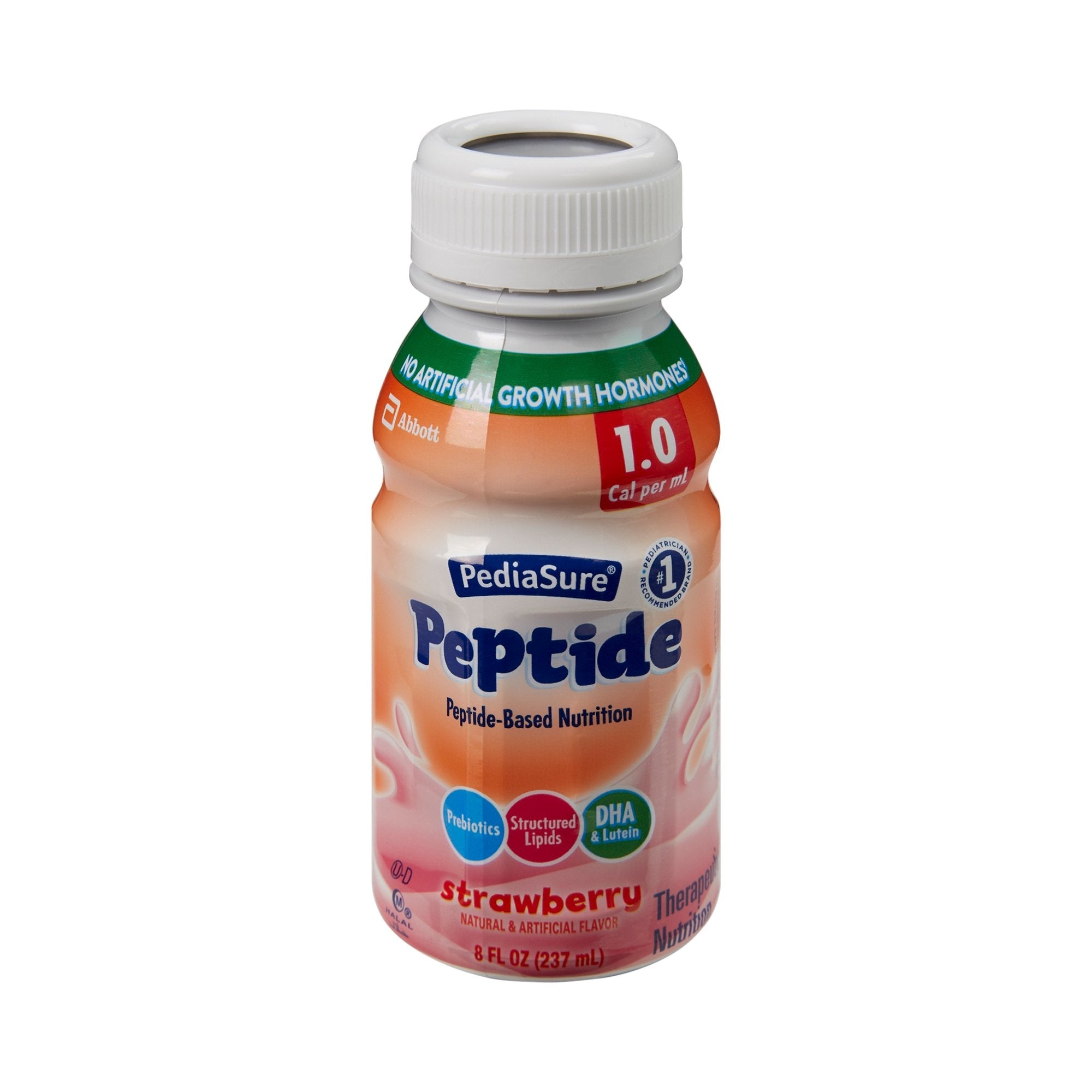 Abbott Nutrition PediaSure Peptide 1.0 Cal Peptide-Based Nutrition, Strawberry, 8-ounce Bottle (24/CS) 