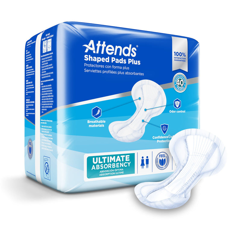 Attends Shaped Bladder Control Pads, Plus (Case of 80)