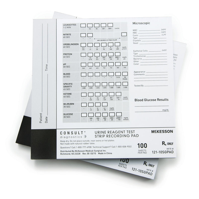 McKesson Brand McKesson Consult Urine Reagent Test Strip Recording Pad (10000/CS)