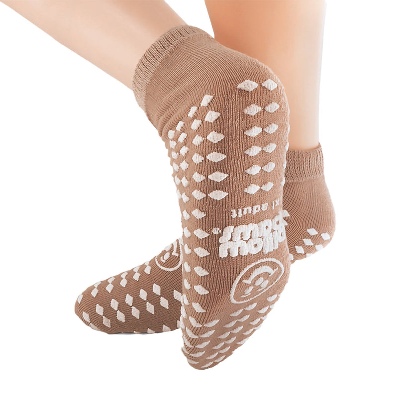 Pillow Paws Ankle High Double Imprint Terries Slipper Socks, Extra Large, Light Brown (Case of 48 Pairs)