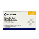 Acme United Blue Metal Detectable Fabric Fingertip Bandages, 10/box