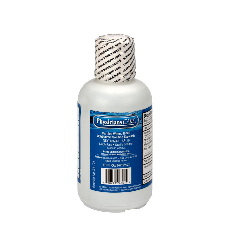 Acme United Eyewash Bottle, Screw Cap, 16 oz.