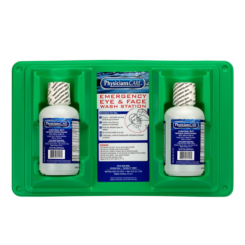 Acme United Eyewash Station, Double 16 oz. Screw Cap Bottle