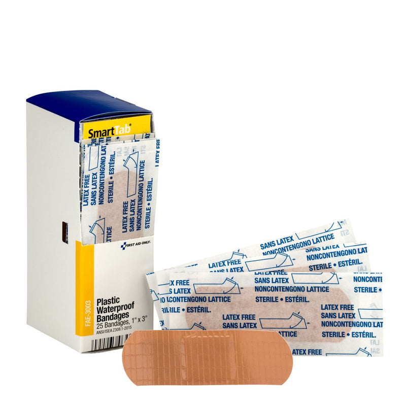 Acme United Smart Compliance Boxed Refill 1"x3" Waterproof Plastic Bandages, 25/box