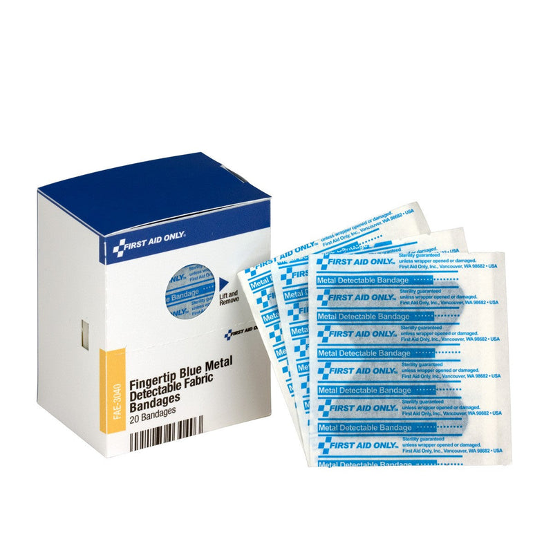 Acme United Smart Compliance Boxed Refill Blue Metal Detectable Fingertip Bandages, 20/Box