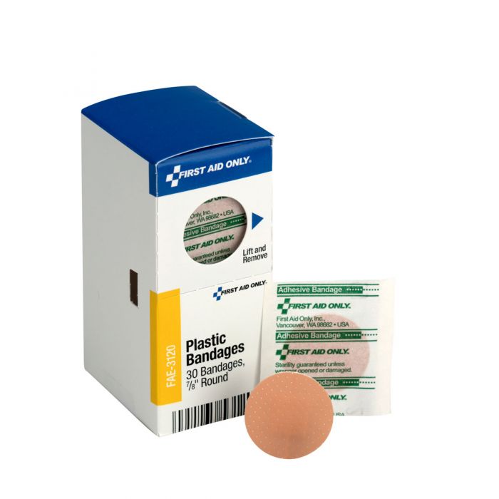 Acme United Smart Compliance Boxed Refill 0.88" Round Spot Plastic Bandages, 30/box 