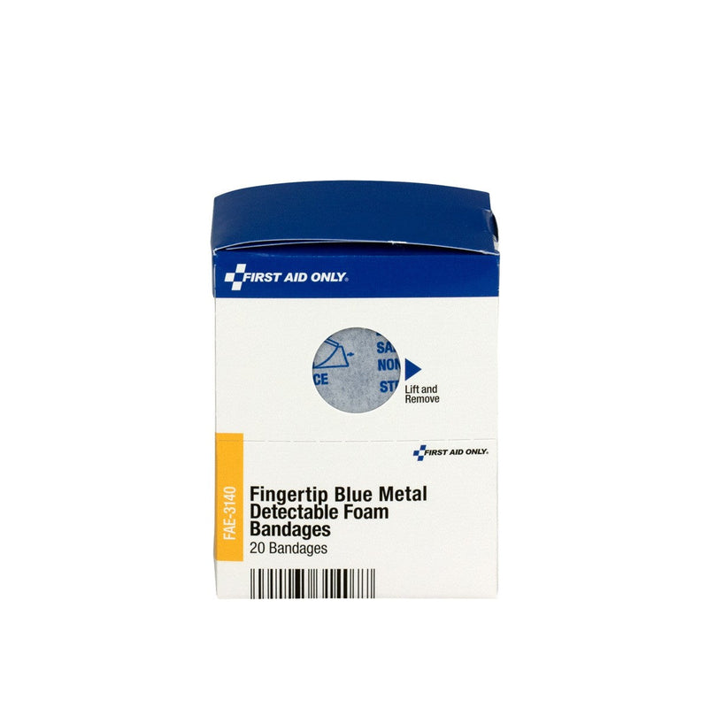 Acme United Smart Compliance Boxed Refill Blue Metal Detectable Fingertip Foam Bandages, 20/box
