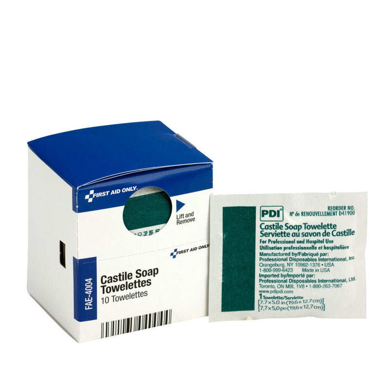 Acme United Smart Compliance Boxed Refill Castile Soap Wipes, 10/Box