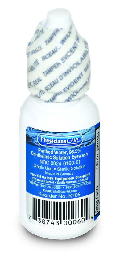Acme United Eyewash Bottle, Screw Cap, 1 oz.