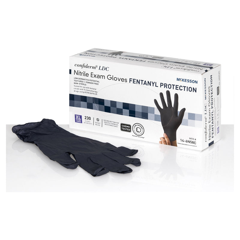 McKesson Brand McKesson Confiderm LDC Nitrile Exam Glove, Extra Large, Black (2300/CS) 