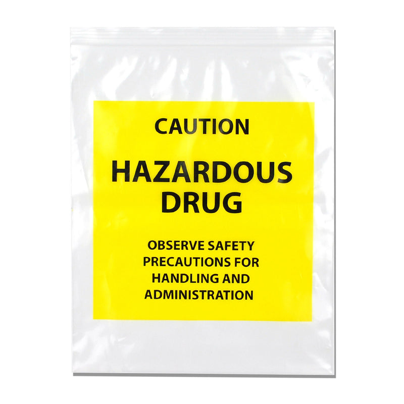 Hazardous Drug Bag LK Caution Hazardous Drug / Observe Safety Precautions for Handling and Administration Clear / Yellow 12 X 15 Inch (Case of 500)