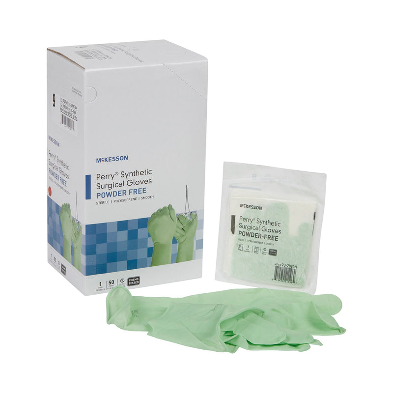 McKesson Perry Performance Plus Polyisoprene Surgical Glove, Size 9, Green (Case of 4 Boxes)