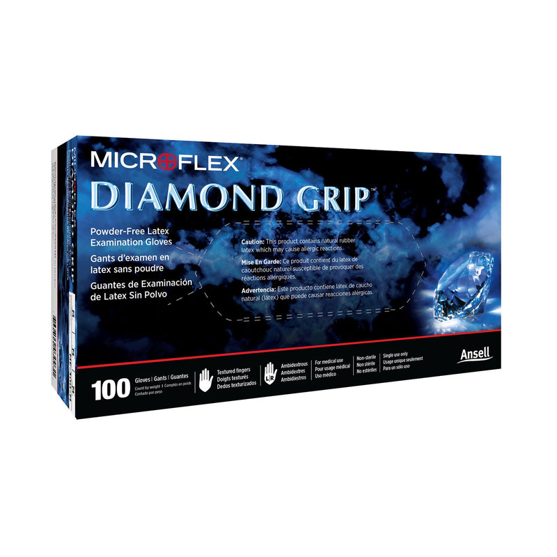 Microflex Medical Diamond Grip Latex Exam Glove, Small, White (1000/CS) 