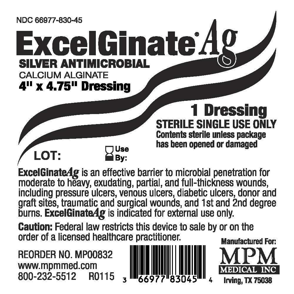 Silver Alginate Dressing ExcelGinate AG 4 X 4-3/4 Inch Rectangle Sterile 