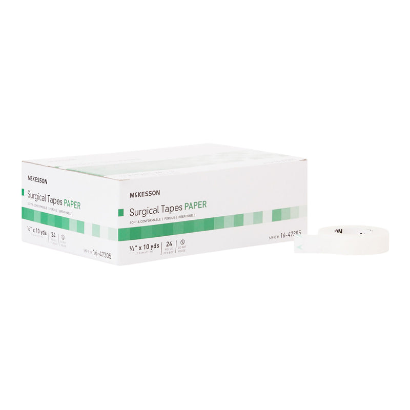 McKesson Paper Medical Tape, 1/2 Inch x 10 Yard, White (Case of 288)