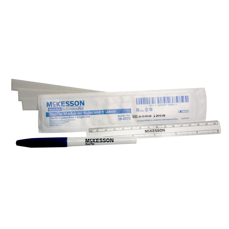 Skin Marker with Ruler and Labels Medi-Pak Performance Plus Prep-Resistant Gentian Violet Ink Sterile Full Size Dual Tip, Regular / Fine 