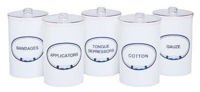 Graham-Field Plastic Sundry Jars (Set Of Five)  7"H X 4.25"D Opaque Plastic Sundry Jars with Cover