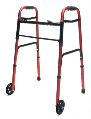 Graham-Field Lumex Colorselect Adult Walker With Wheels  Everyday Walker with Wheels Dual Release Red Adult