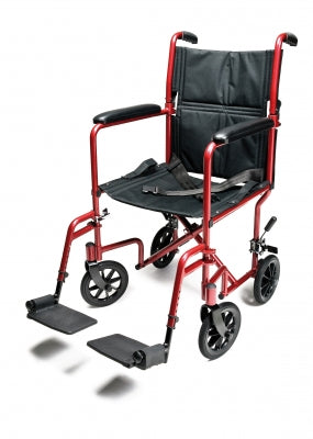 Graham-Field Aluminum Transport Chair  Lightweight Aluminum Transport Chair, 17", Red