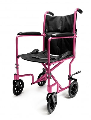 Graham-Field Aluminum Transport Chair  Lightweight Aluminum Transport Chair, 19", Pink