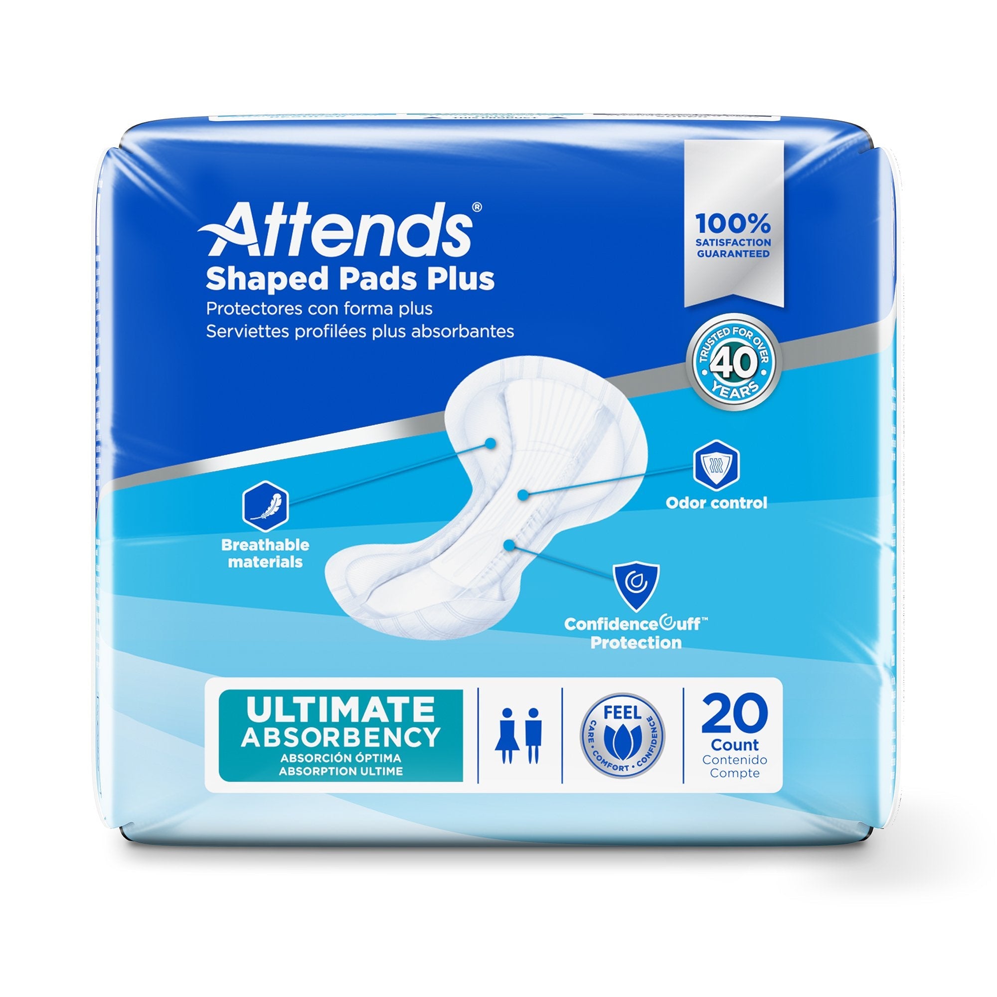 Attends Healthcare Products Attends Shaped Bladder Control Pads, Plus (80/CS) 