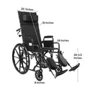 McKesson Brand McKesson Reclining Wheelchair, 20-Inch Seat Width 